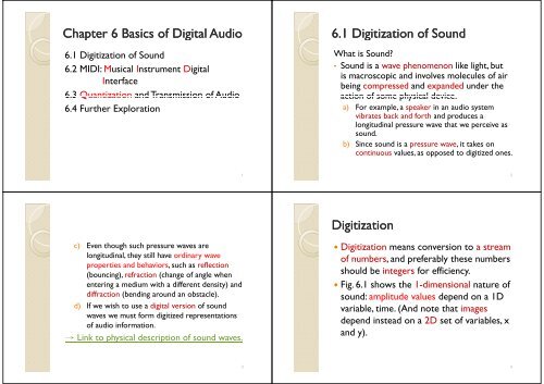Chapter 6 Basics of Digital Audio 6 1 Digitization of Sound 6.1 ...