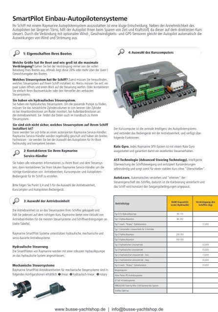 Raymarine Autopiloten - Busse Yachtshop