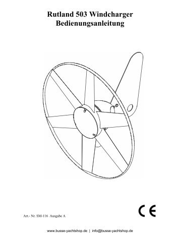 Rutland 503 Windcharger Bedienungsanleitung - Busse Yachtshop