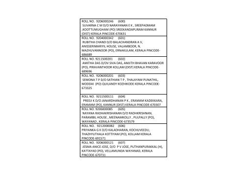 list of candidates - Central Industrial Security Force