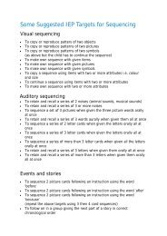 Some Suggested IEP Targets for Sequencing