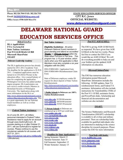 DELAWARE NATIONAL GUARD EDUCATION SERVICES OFFICE