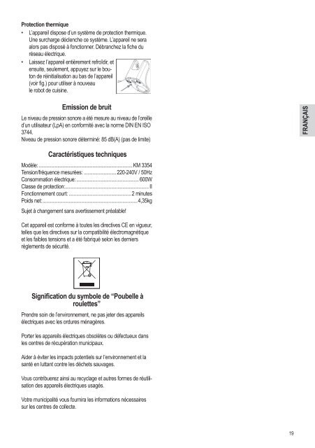 Bedienungsanleitung/Garantie Küchenmaschine KM 3354 - Clatronic