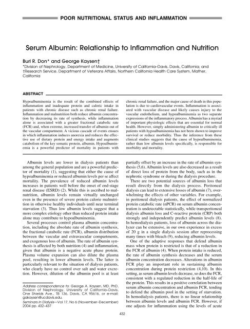 Serum Albumin: Relationship to Inflammation and Nutrition