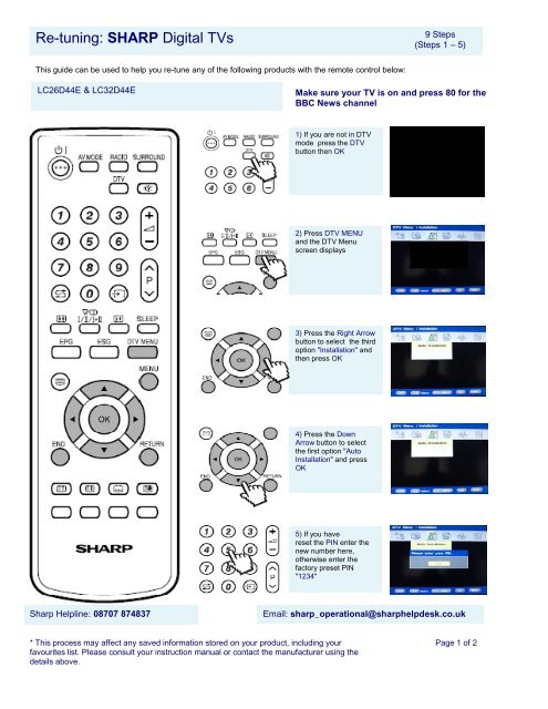 Re-tuning: SHARP Digital TVs