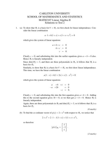 Solutions - School of Mathematics and Statistics - Carleton University