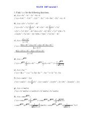 MATH 1007 tutorial 3 1. Find )( xf for the following functions. a) b) c ...