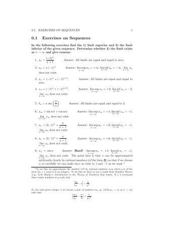 0.1 Exercises on Sequences