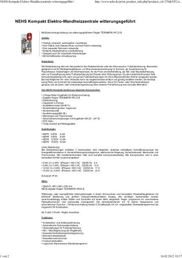 NEHS Kompakt Elektro-Wandheizzentrale ... - Grohatherm