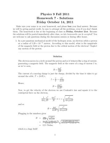 Physics 9 Fall 2011 Homework 7 - Solutions Friday October 14, 2011