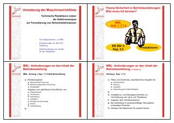 Umsetzung der Maschinenrichtlinie