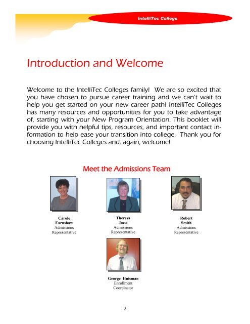 Orientation Booklet - IntelliTec Classweb - IntelliTec College