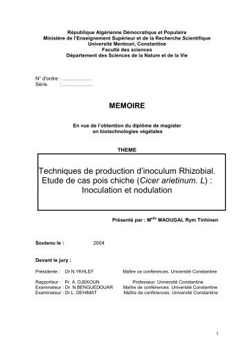 Techniques de production d'inoculum rhizobial .Etude