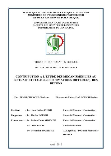 contribution a l'etude des mecanismes lies au retrait et fluage