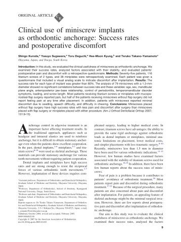 Clinical use of miniscrew implants as orthodontic anchorage ...