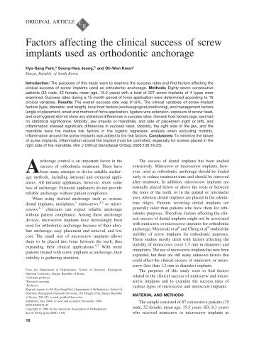 Factors affecting the clinical success of screw implants used as ...