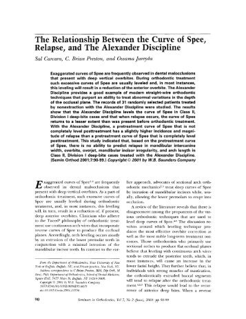 The Relationship Between the Curve of Spee ... - ResearchGate