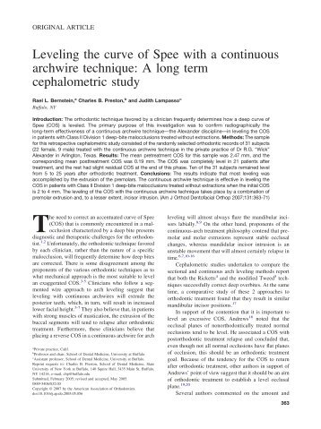 Leveling the curve of Spee with a continuous archwire technique: A ...