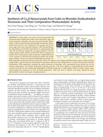 Synthesis of Cu2O Nanocrystals from Cubic to Rhombic ...