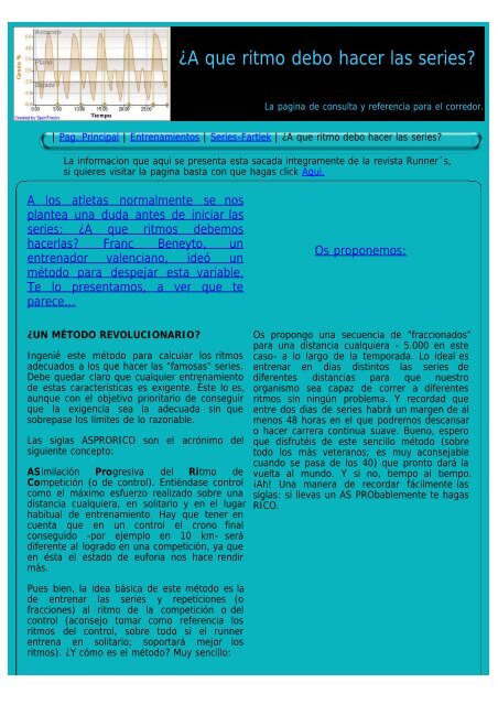¿A que ritmo debo hacer las series? - corredores-populares.