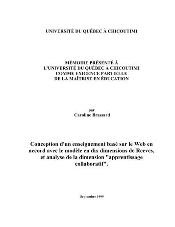 Conception d'un enseignement basé sur le Web en accord avec le ...