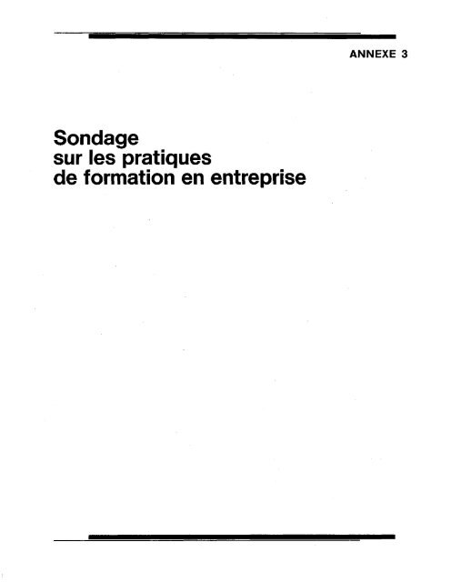 Sondage sur les pratiques de formation en entreprise - Bibliothèque ...