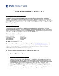 medical equipment management plan - Clinical Engineering - Duke ...