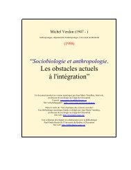 “Sociobiologie et anthropologie. Les obstacles actuels à l'intégration”