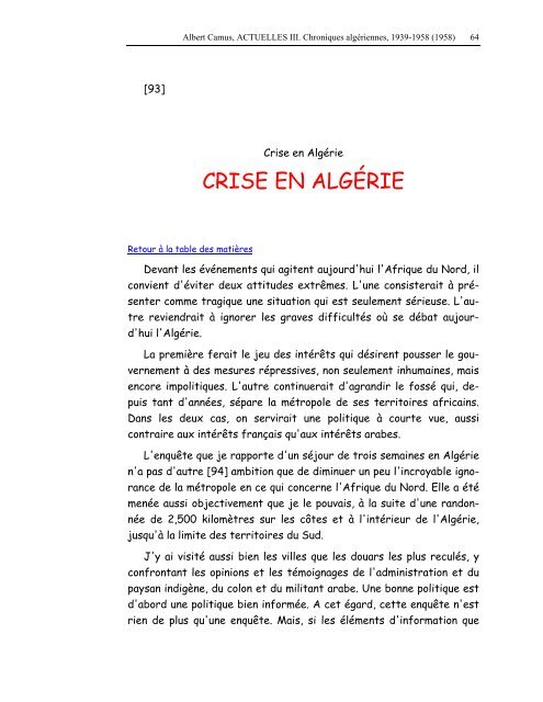 ACTUELLES III. Chroniques algériennes, 1939-1958
