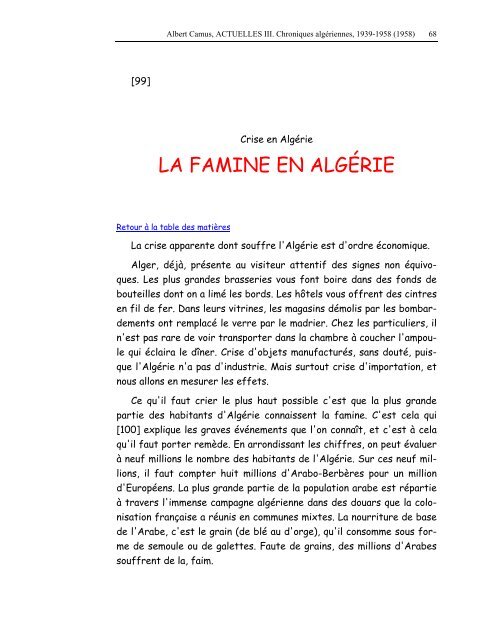 ACTUELLES III. Chroniques algériennes, 1939-1958