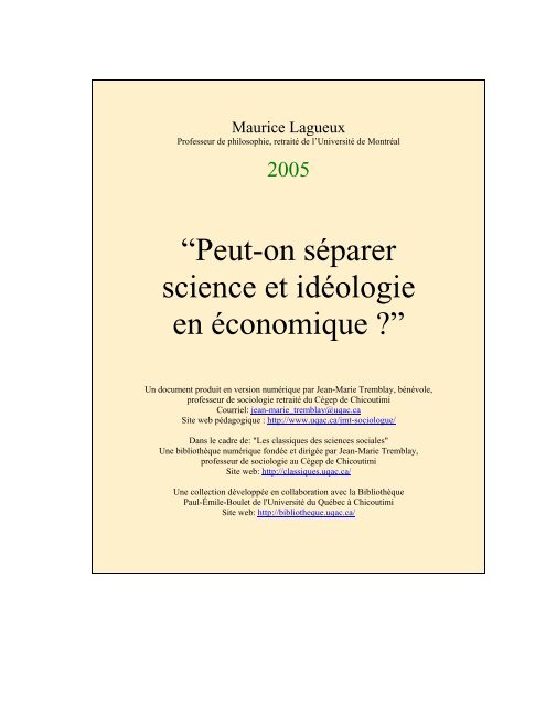 “Peut-on séparer science et idéologie en économique ?”.