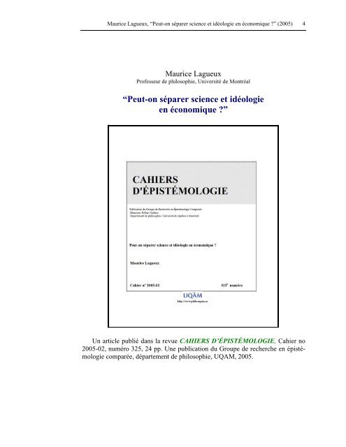 “Peut-on séparer science et idéologie en économique ?”.