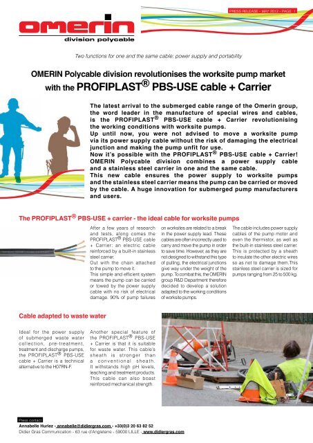 with the PROFIPLAST® PBS-USE cable + Carrier
