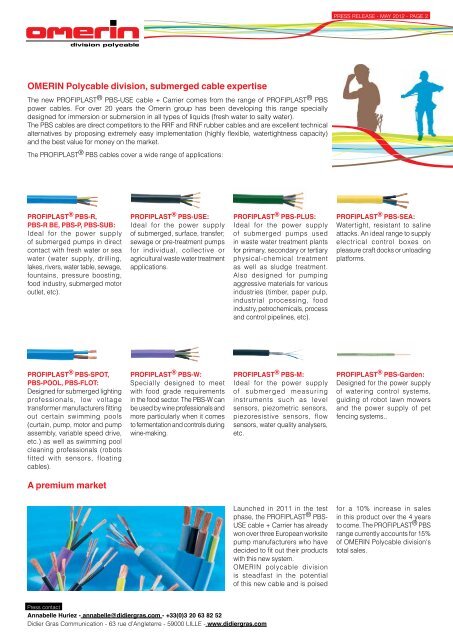 with the PROFIPLAST® PBS-USE cable + Carrier