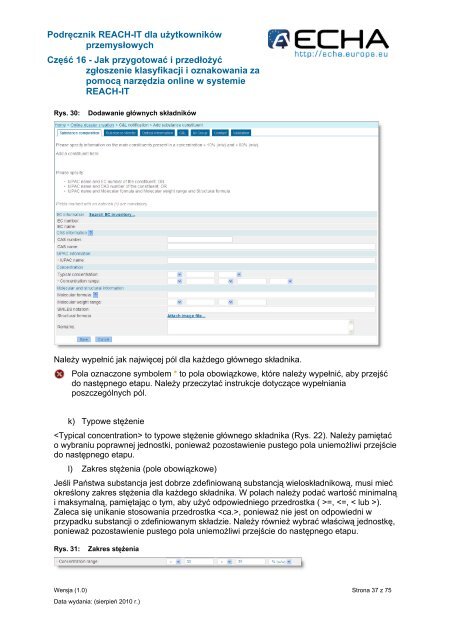 Podręcznik REACH-IT dla użytkowników ... - ECHA - Europa