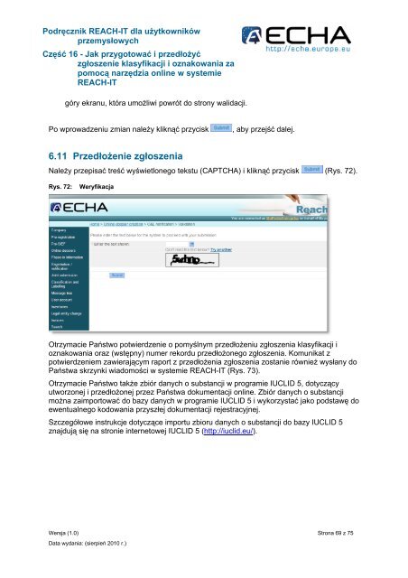 Podręcznik REACH-IT dla użytkowników ... - ECHA - Europa