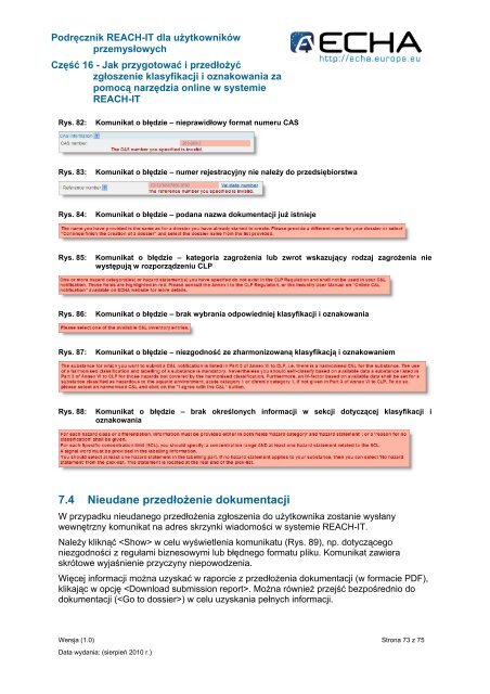 Podręcznik REACH-IT dla użytkowników ... - ECHA - Europa