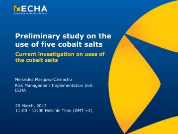 Current investigation on uses of the cobalt salts - ECHA - Europa