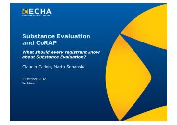 Substance Evaluation and CoRAP - ECHA - Europa