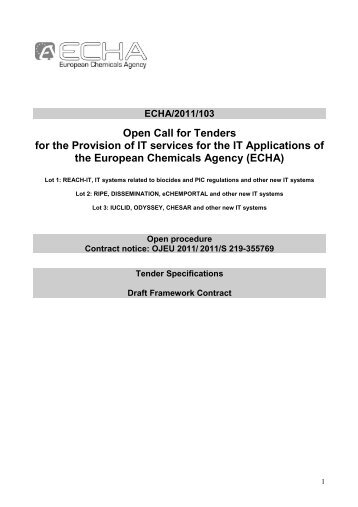 Tender Specifications - ECHA - Europa