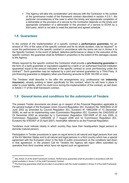 Tender Specifications - ECHA - Europa