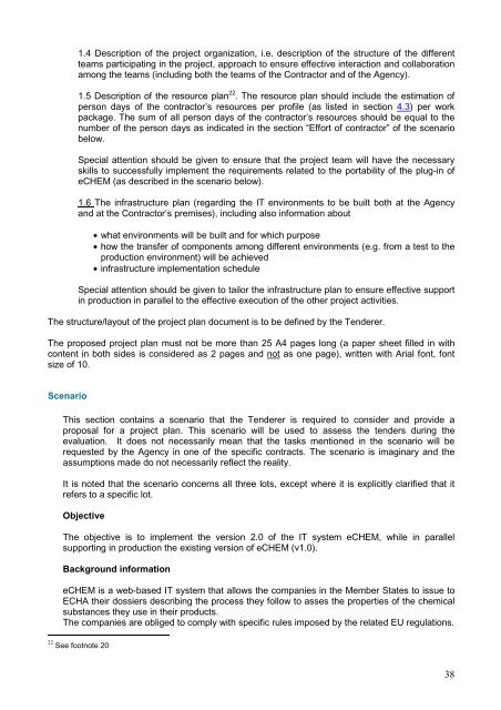 Tender Specifications - ECHA - Europa