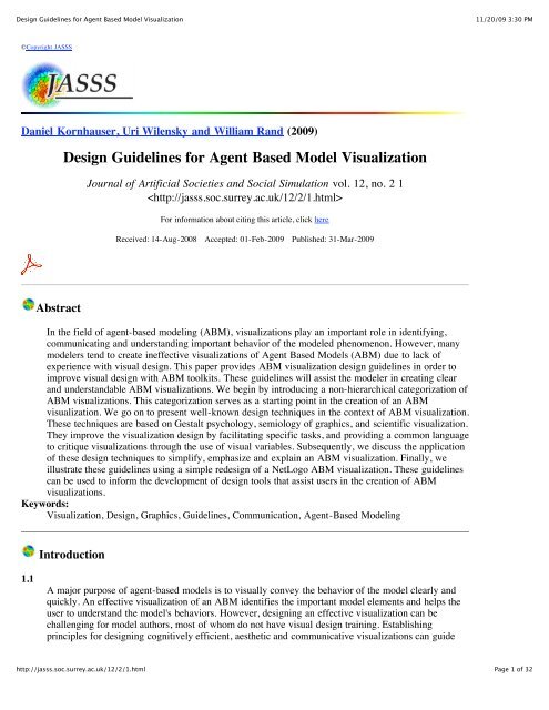 Design Guidelines For Agent Based Model Visualization
