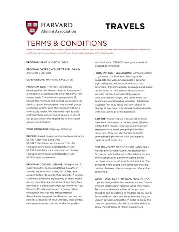 TRAVELS - Harvard Alumni