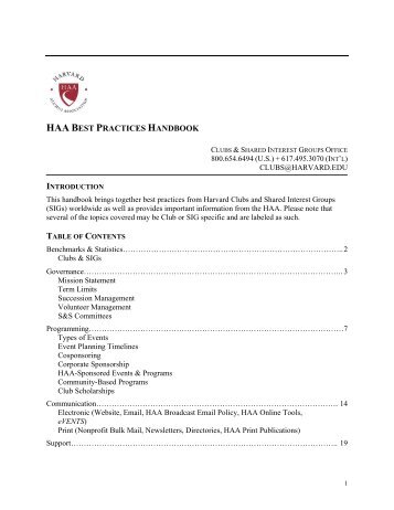 haa best practices handbook - Harvard Alumni - Harvard University