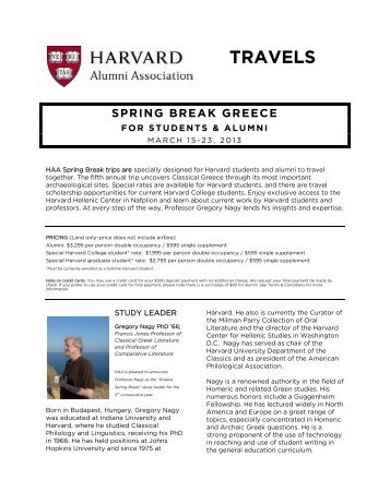 TRAVELS - Harvard Alumni - Harvard University
