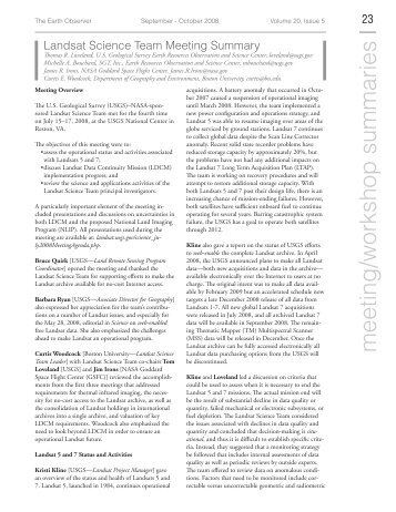 Meeting Summary - Landsat - USGS