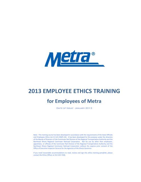 2013 EMPLOYEE ETHICS TRAINING - Metra