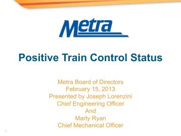 Positive Train Control Status - Metra