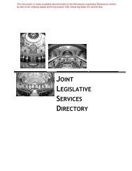 joint legislative services directory - Minnesota State Legislature